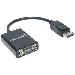 Manhattan DisplayPort auf VGA-Konverter, DisplayPort-Stecker auf HD15-Buchse, 15 cm, aktiv, schwarz