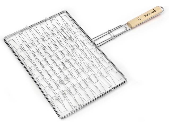 Barbecook - BBQ klemrooster - Barebecue Rooster rechthoek - Elastische BBQ grill - L410 x D290 x H20 mm (Grillopperv.) - Staal - Chroom - Met handvat