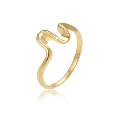 Silberring ELLI "Ring Wellen Strand Meer Maritim Trend 925 Silber" Gr. 56, gold, Fingerringe, Damen, 56, Silber 925 (Sterlingsilber), Silberring
