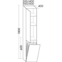 Burgbad Hochschrank rc40 1800x400x400 Eiche Hellgrau, HSME040RF4602 HSME040RF4602