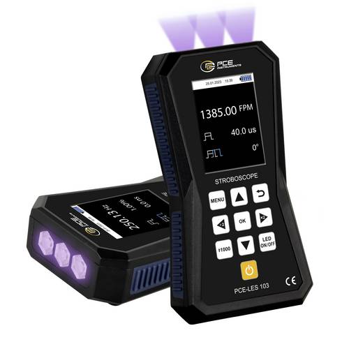 PCE Instruments Stroboskop PCE-LES 103UV-385 mit 3 UVA Hochleistungs-LEDs |380 ... 390 nm |Genauigkeit 0,003% |IP52
