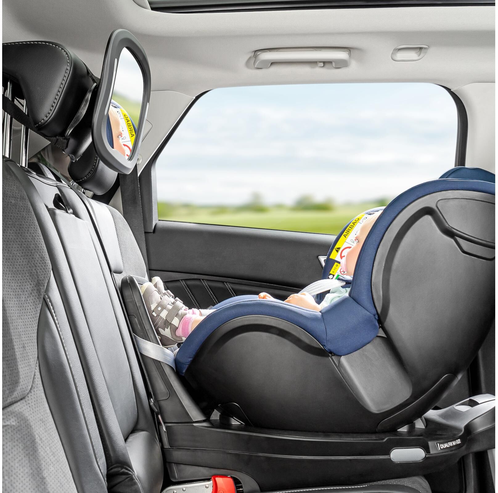 Spiegel REER "LED Auto-Sicherheitsspiegel BabyView", Baby, schwarz, Spiegel Spiegel schwarz Einheitsgröße