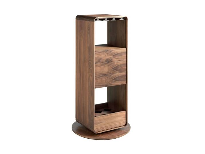 Meuble bar pivotant effet bois noyer