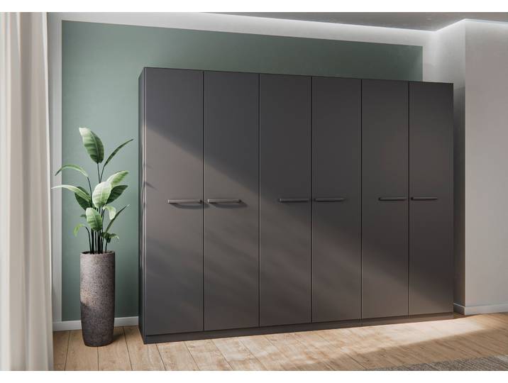 Kleiderschrank OTTO HOME Mehrzweckschrank Aktenschrank Möbel Mietswohnung Schlafzimmer MODI , grau (graumetallic), B:271cm H:210cm T:54cm, Holzwerkstoff, Schränke, Kleiderschrank, in angesagten Farbkombinationen, optional mit Spiegel MADE IN GERMANY