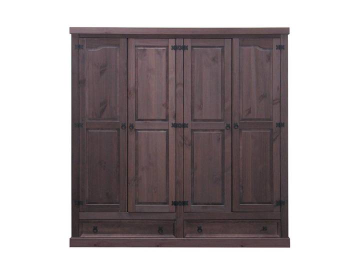 ebuy24 Kleiderschrank kolonial, Braun, Holz, 4 Fächer, 2 Schubladen, 194x196x58 cm, Schlafzimmer, Kleiderschränke