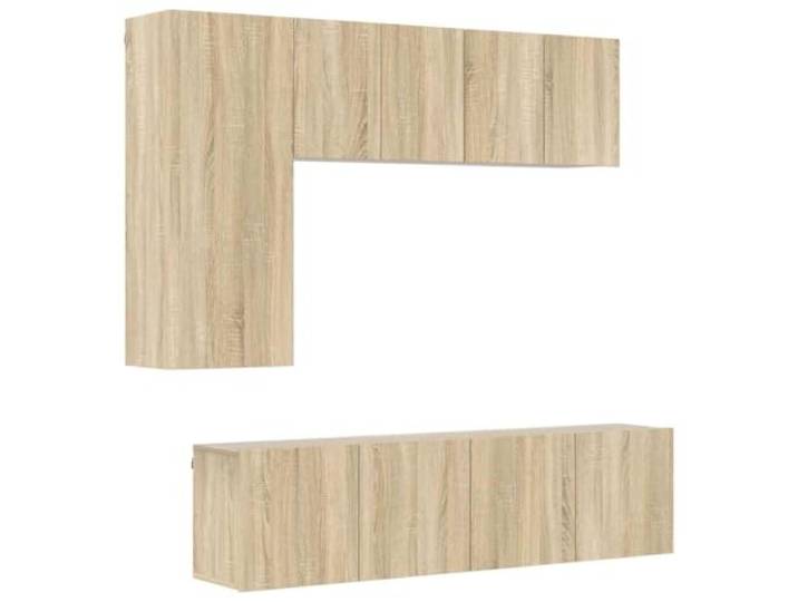 hliofuir 5-TLG. TV Wandschrank Set Sonoma-Eiche Holzwerkstoff Wandhängendes Lowboard Ensemble für Wohnzimmer und Arbeitszimmer mit flexibler Anordnung und praktischem Stauraum.