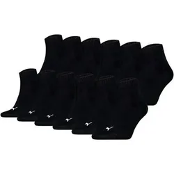 PUMA Unisex Quarter Socken, 12er Pack - Quarter Plain ECOM 12P, Logo, uni, Größe 43-46 in Schwarz Schwarz