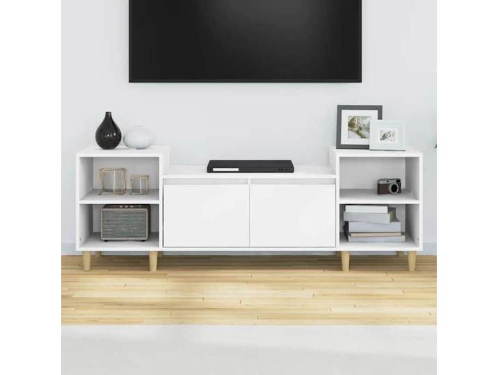 CHIC Blanc Meuble TV Moderne - ZENCORE - MEUBLE DE SEJOUR - Cabinet TV - Blanc 160x35x55cm - Bois d'ingénierie 4703