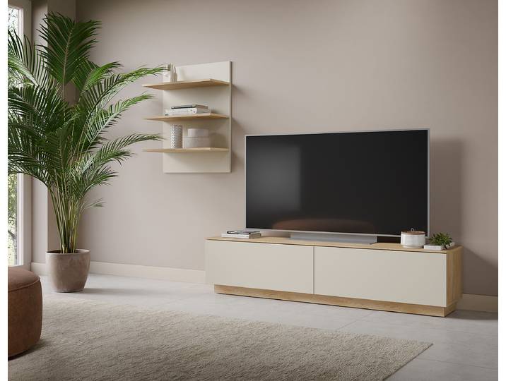 TV-Lowboard Spanplatte, beschichtet Braun/Kaschmir 160cm