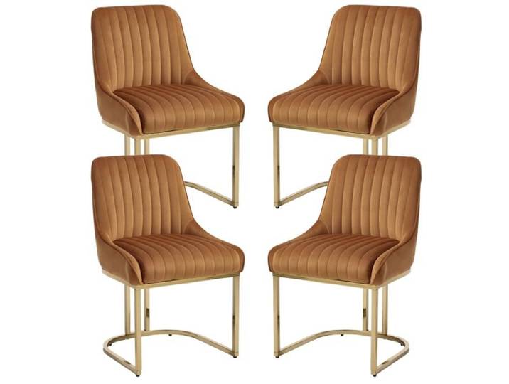 Wahson Chaises Salle à Manger Lot de 4 Chaises de Salle à Manger en Velours Chaise de Cuisine Moderne avec Coussin Épais Marron
