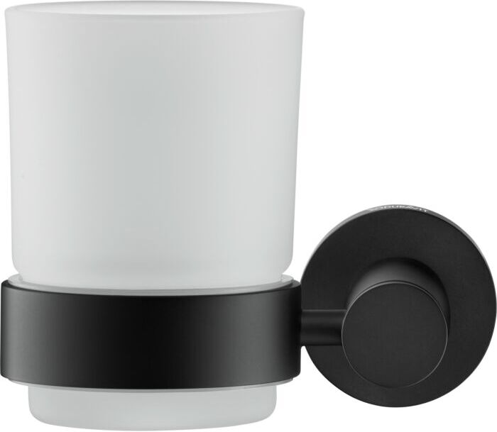 Duravit D-Code Zahnputzbecher Glashalter 0099194600 Glas links, Schwarz Matt, Ø69 mm, Wandhängend