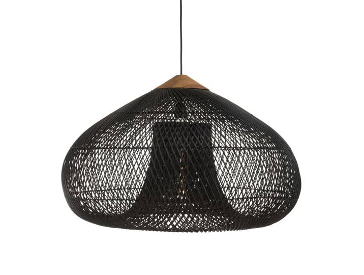 Suspension ''entonnoir'' 80x80cm rotin couleur noire/teck