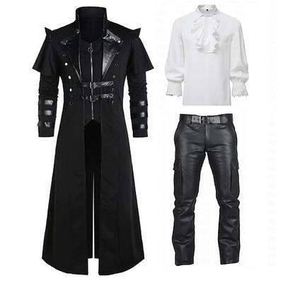 Punk Gothic Mittelalterlich Steampunk Mantel Bluse / Hemd Hose Pestdoktor Übergrössen Kostüm Herren Karneval Maskerade Party Erwachsene Mantel Hemd Bluse