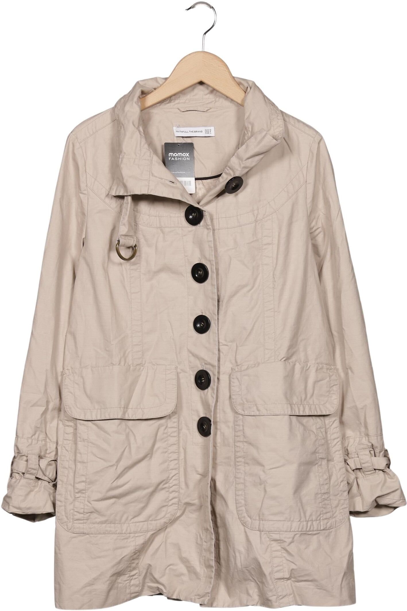 Faithfull the brand Damen Mantel, Beige, Gr. L, Baumwolle / Viskose - Second Hand