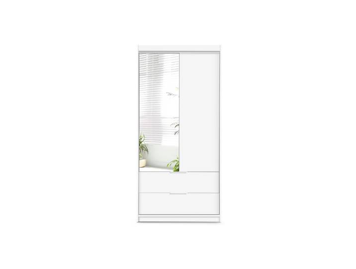 Masseno Drehtürenschrank AKALI 103/213/60cm 2-türig mit Spiegel Weiß