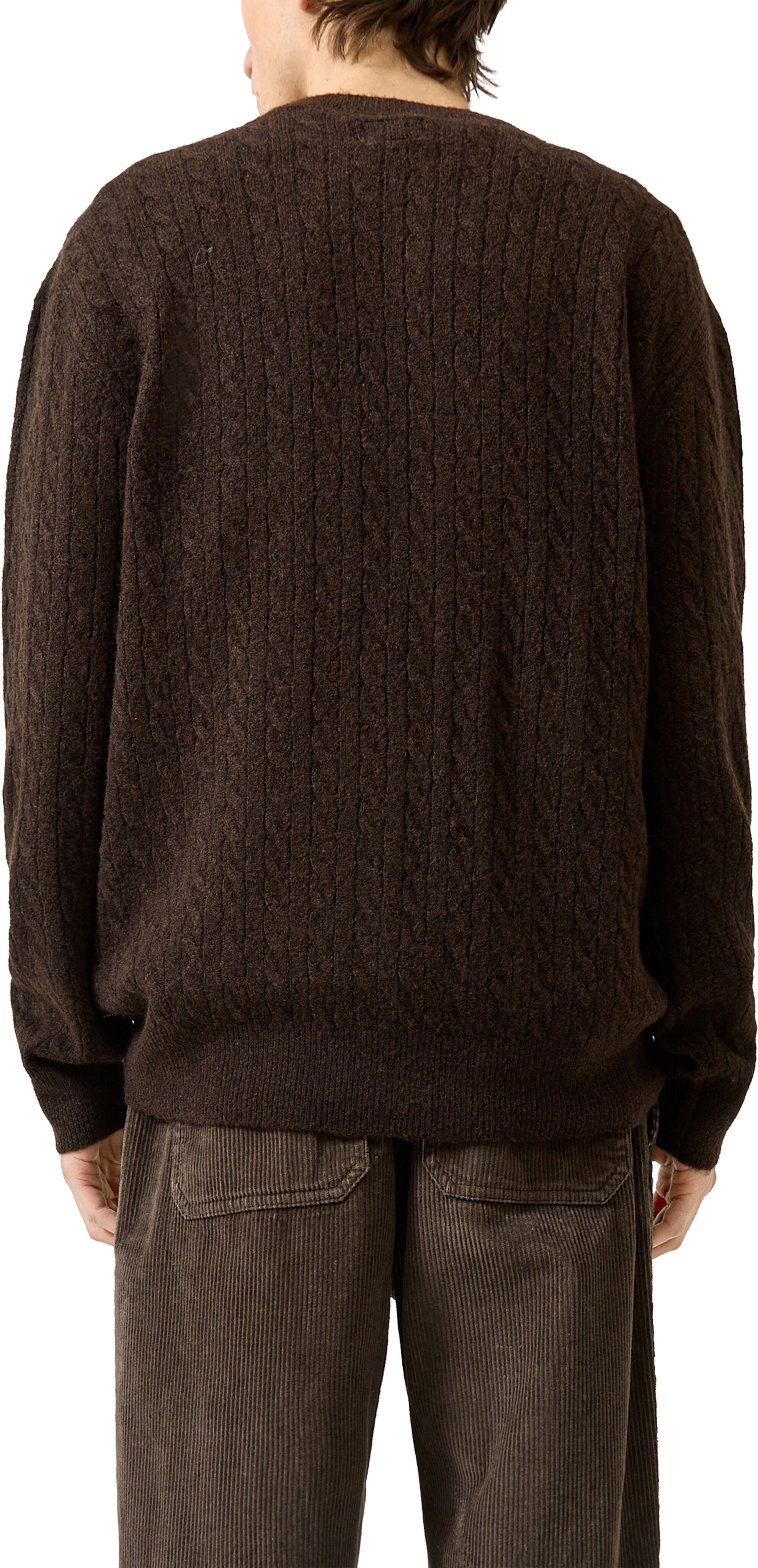 Strickpullover QS, Herren, Gr. M, braun (schwarz braun), Strick, Obermaterial: 52% Ramie, 28% Polyester, 20% Polyamid, unifarben, regular fit hüftbedeckend, Rundhals, Flachstrickbündchen, Pullover Strickpullover, Winterpullover mit Zopfmuster schwarz brau