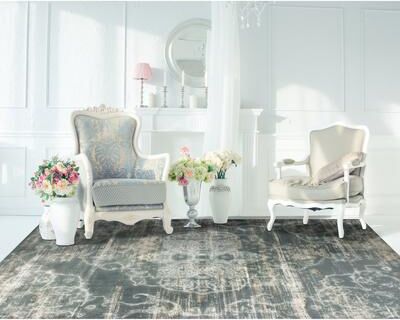 Domani Ekaterina Distressed Slate Traditional Medallion Rug