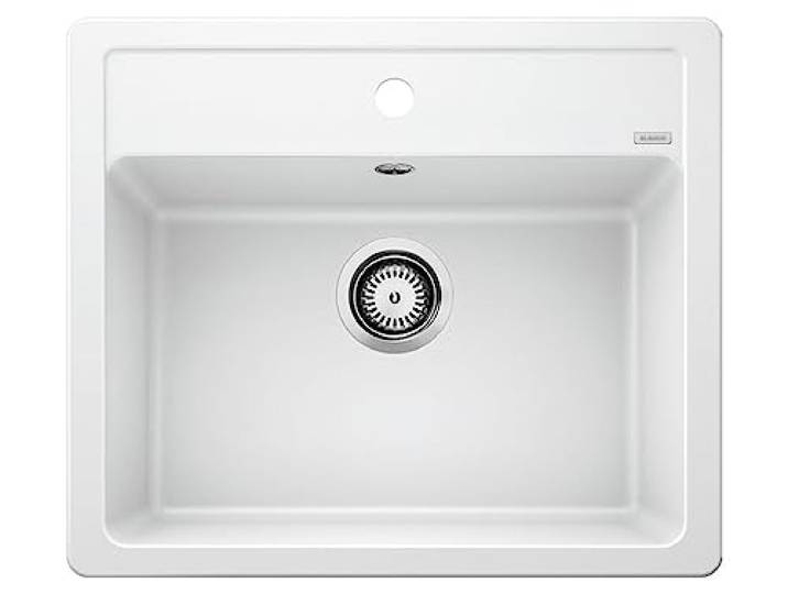 BLANCO LEGRA 6 – Évier Rectangulaire en Granit pour Meubles Bas de 60 cm de Large – En SILGRANIT – Sans Égouttoir – Blanc – 523334