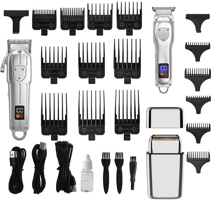 INF 935W Digitalanzeige Elektrischer Haarschneider & Trimmer Set - Professionelles Grooming Kit Silber