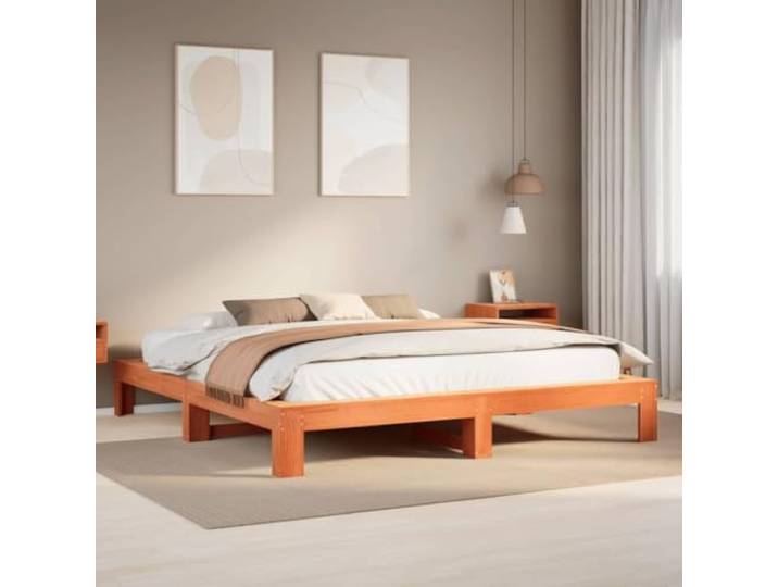 APXESS Kiefernholz Doppelbett 180x200 cm - Rustikaler Bettrahmen Massives Kiefernholz, Inklusive Lattenrost, Stabiles Design