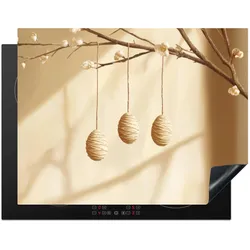 HERDABDECKPLATTE Beige - Osterkuchen - Eier Induktionsmatte 77x59 cm