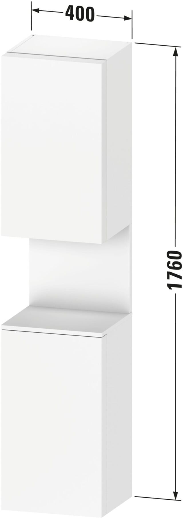 Duravit Hochschrank Qatego 40x36x1760cm, 2 Tür., Anschl re, we matt (QA1346R84840000)