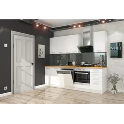Küche Eko White Basic 240cm weiß Küchenzeile Küchenblock Einbauküche Singleküche