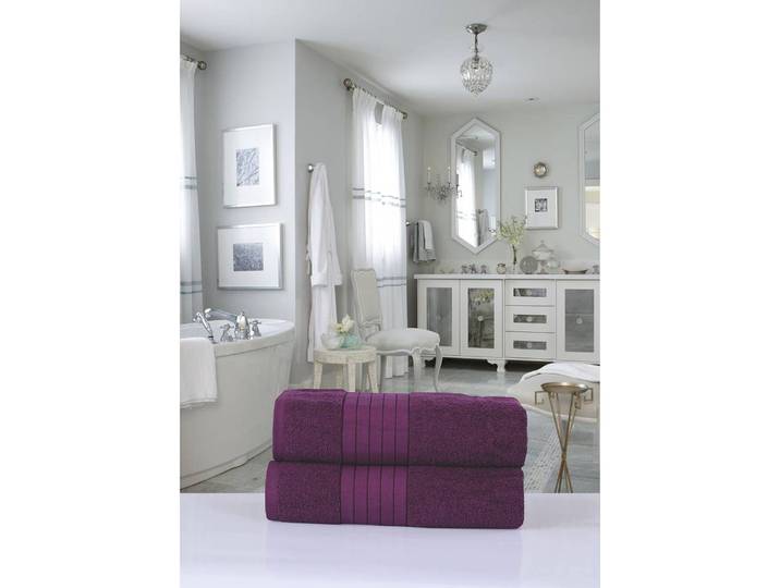 Serviettes de bain Cindy lot de 2 Rouge/Bordeaux