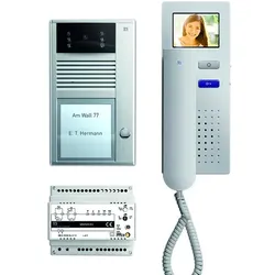 TCS PVC2420-0010 video:pack AP V2D für 2 Wohneinheiten, mit Außenstation AVC 2 Klingeltasten + 2x Video Türtelefon IVH4222 + Steuergerät NVV1000