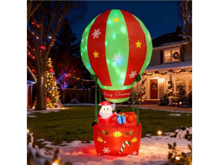 Ballon gonflable de noël en forme de père noël, 2.1M, avec emballage cadeau, accessoires de décoration pour fête de noël, jardin, cour extérieure