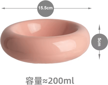 Inspire Picks Donut Shaped Ceramic Cat Bowl With Non Slip Anti Tip Design pink