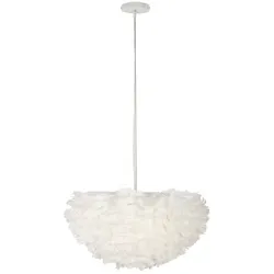Mauro Ferretti Feder-Kronleuchter Ø 60 x 30 cm – Glamouröse Pendelleuchte mit Kunstfedern – E27-Fassung, 40 W, 220 V, ätherisches und modernes Design