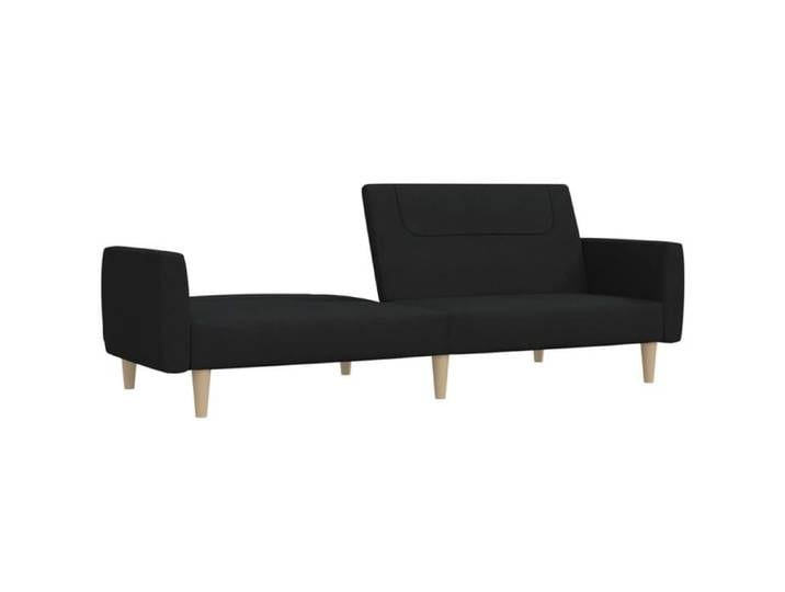 Canapé-lit convertible 2 places - SOLOMOON - Noir - 220x84 5x69 cm - 220x100x52 cm en mode lit - Tissu polyester