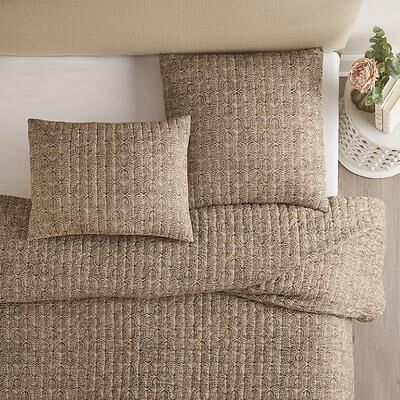 Rhye Block Print Quilted Sham - Brown King - Ballard Designs