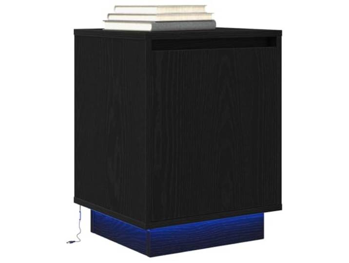 HEFZGDB Nachttisch mit LED-Leuchten Schwarz 38x34x50 cm, RGB-Beleuchtung mit verstellbaren Modi, robuster Holzwerkstoff, Pflegeleichte Oberfläche, reichlich Stauraum, inklusive