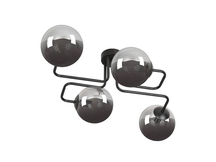 Plafonnier de style vintage avec 4 sphères en verre graphite
