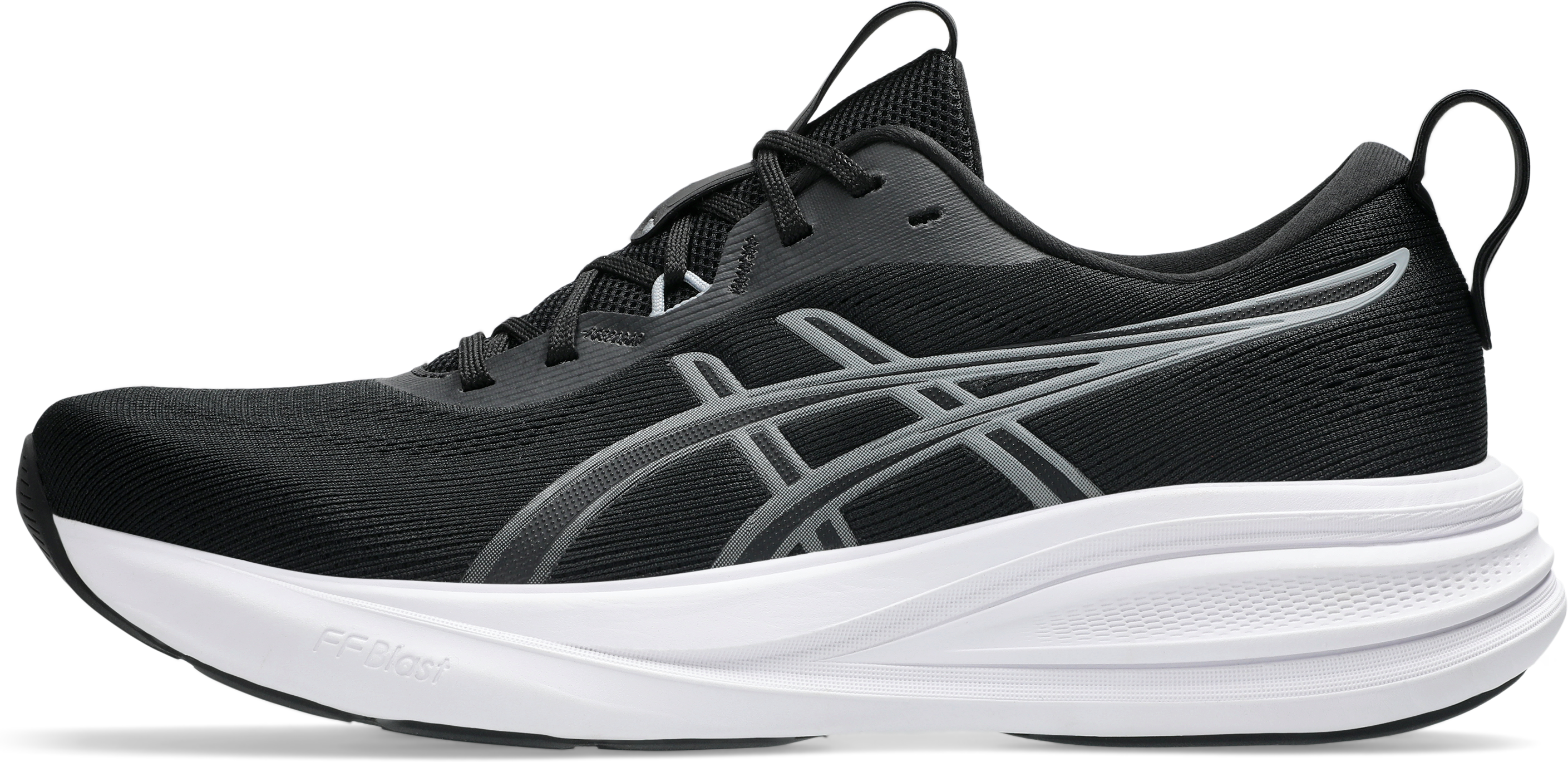 Laufschuh ASICS "GEL-PULSE 17", Herren, Gr. 48, schwarz-weiss (schwarz, gravel), Synthetik, Schuhe Laufschuh, mit GEL-Technologie im Rückfuss, mit FF BLAST Dämpfung schwarz, gravel 48