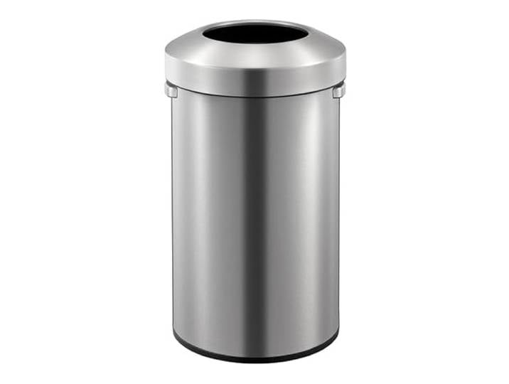 PROREGAL Stilvoller offener Abfallsammler aus gebürstetem Edelstahl 90 Liter, HxØ 75x44,8cm Silber