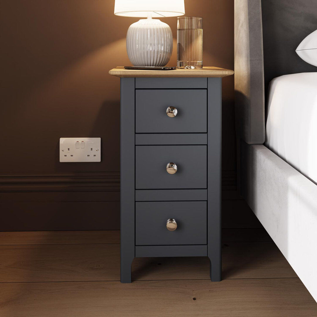 Lark Manor Clary 3 Drawer Bedside Table Blue 58cm H X 34cm W X 35cm D