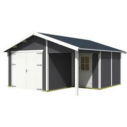 Skan Holz 45 mm Garage Holzgarage Varberg 1/2/3-500 x 525 cm (Varberg 2 schiefergrau)