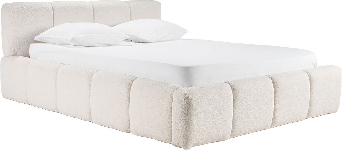 Miliboo Bett mit Stauraum, Doppelbett 160x200 cm in Bouclé-Wollstoff MOTTO