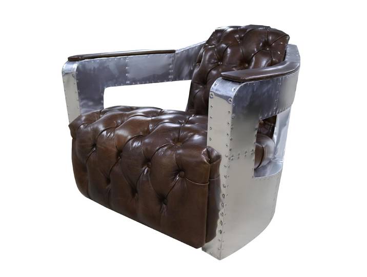 Xlmoebel Chesterfield-Sessel Vintage Chesterfield Ohrensessel im Aviator Stil (Sessel), Hergestellt in Europa