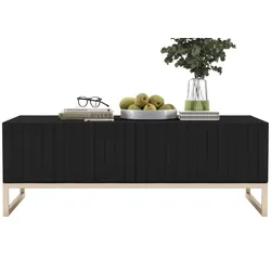 COUCHTISCH Elpis Schwarz matt 110 cm mit Metallrahmen