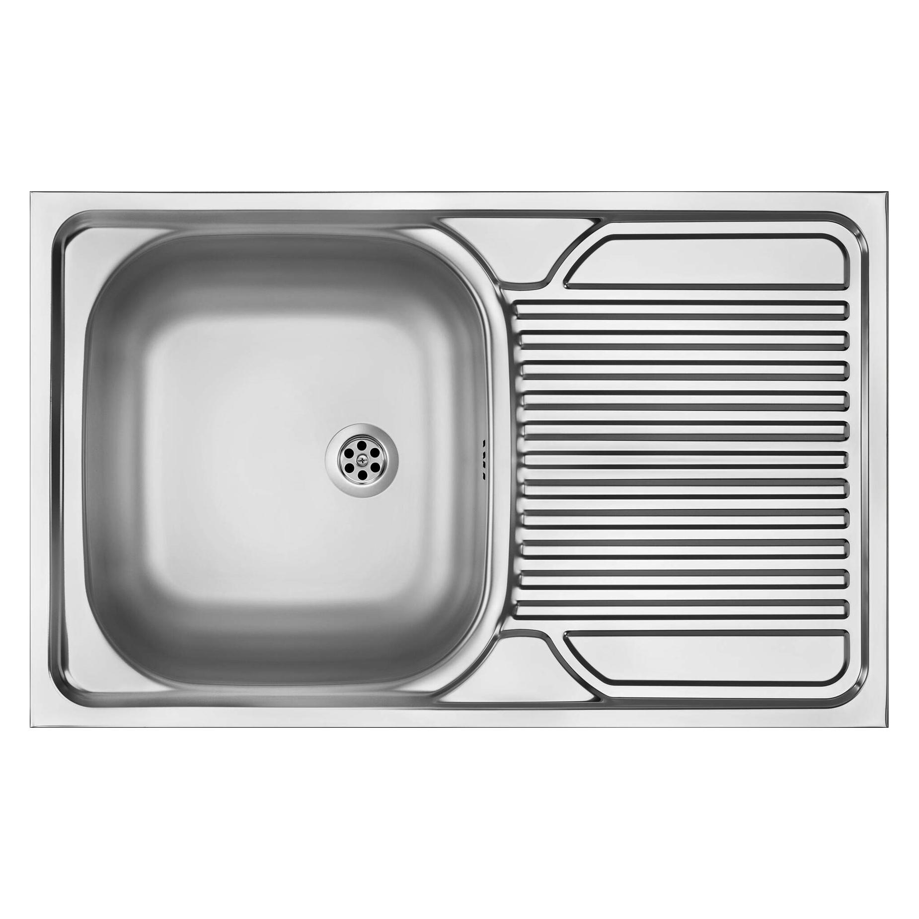 1-Becken-Spüle aus Stahl mit Abtropffläche - Auflage (ZM5 0110)