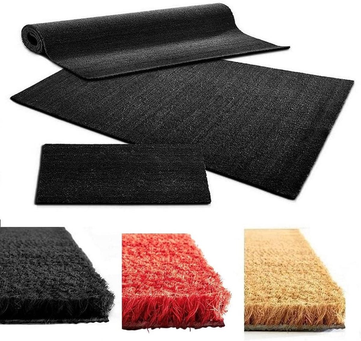Antraciet Voetmat van Kokosvezel met Antislip Onderkant - 40 x 70 cm
