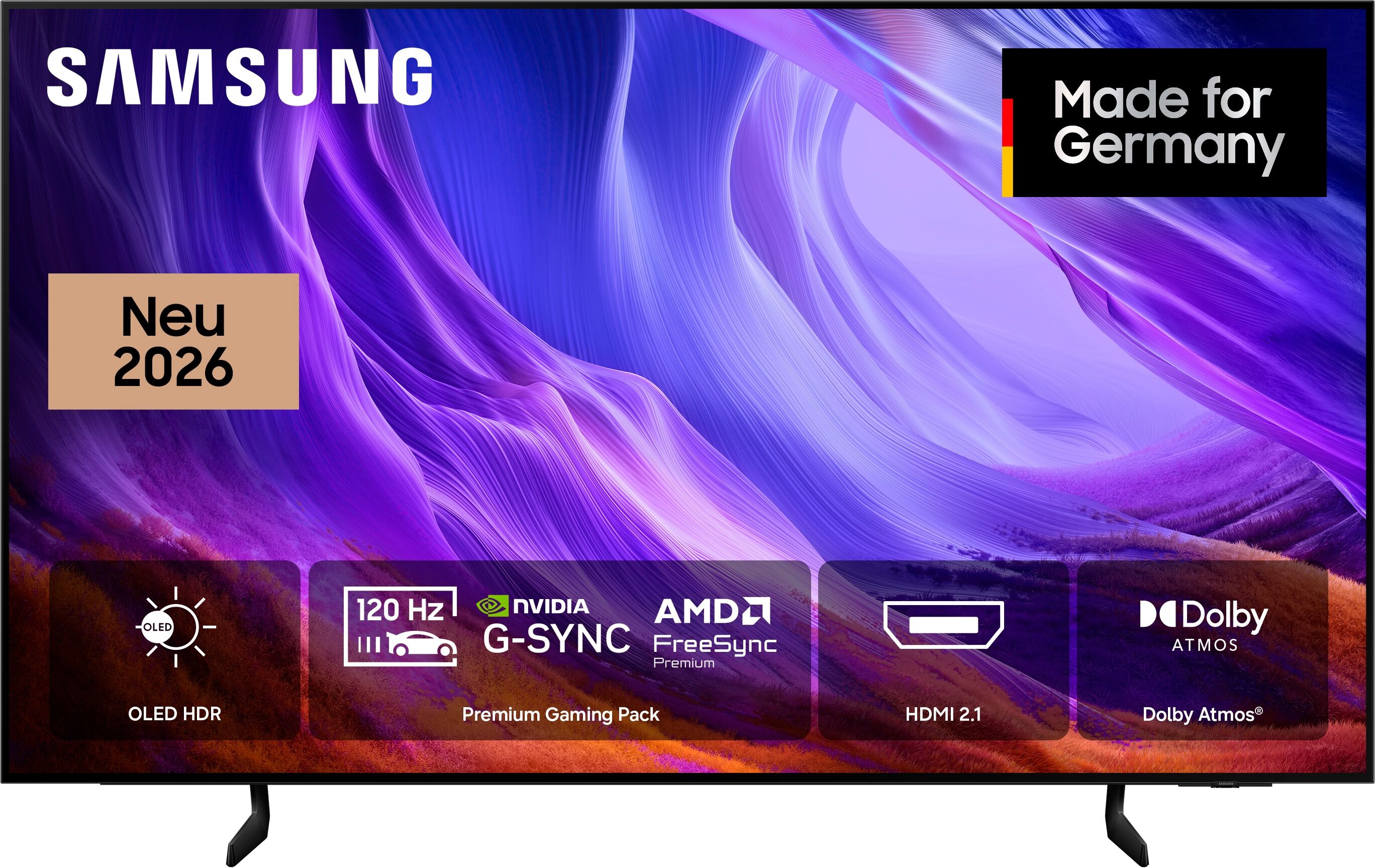 Samsung OLED-Fernseher "GQ55S83HAE", Energieeffizienz: F, schwarz, 55 ″, Fernseher, HDR 10+ Bild, Premium Gaming Pack mit 120Hz, HDMI 2.1, Dolby Atmos, OLED-Fernseher