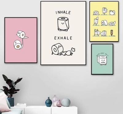 Inspired Living Toilet Paper Yoga Funny Bathroom Wall Art Canvas Print 30x40cm No Frame