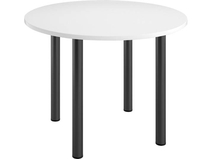 Table ronde L 100 cm Excellens plateau blanc 4 pieds métal anthracite - - Bruneau