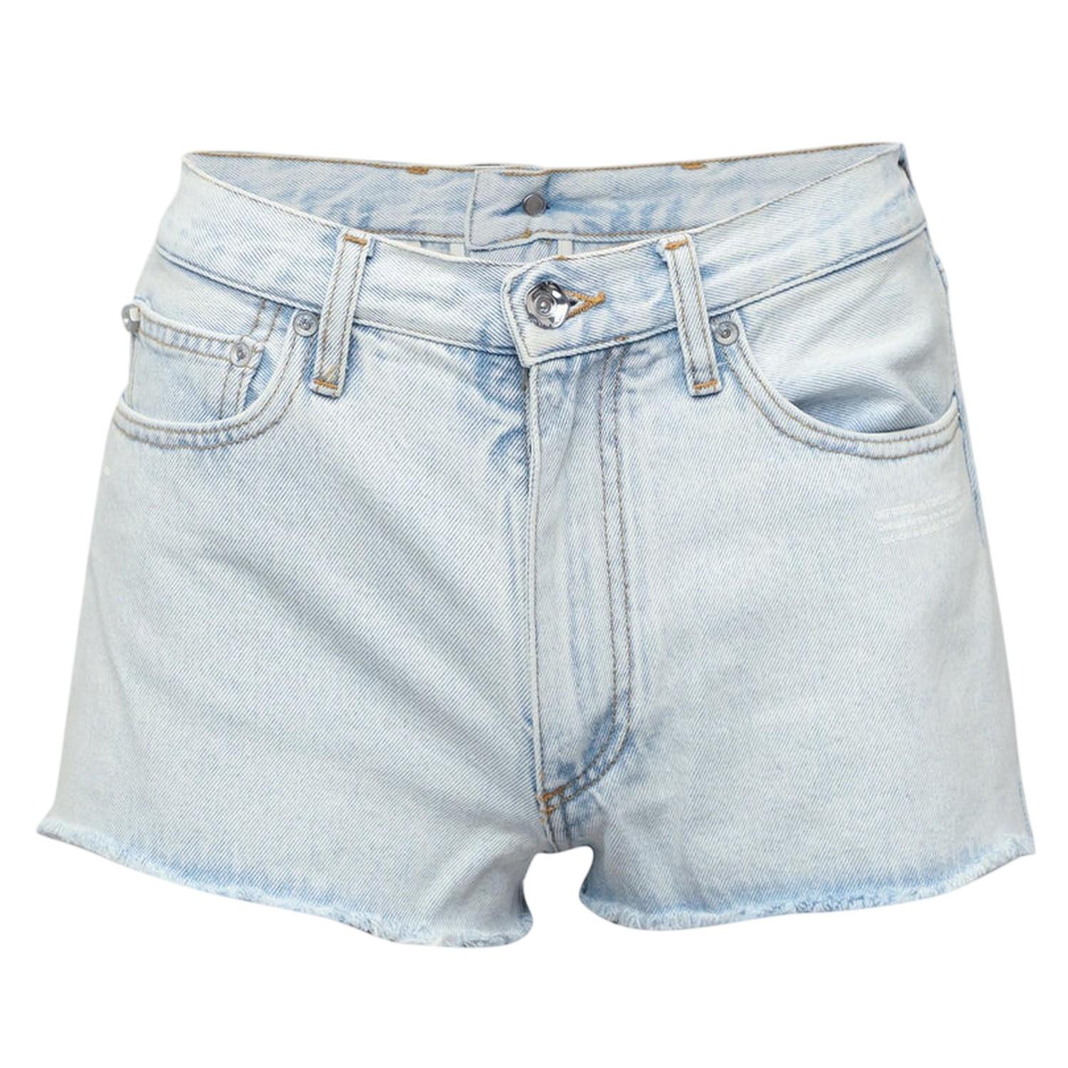 Off White Dames Denim Cropped Shorts (Lichtblauw)