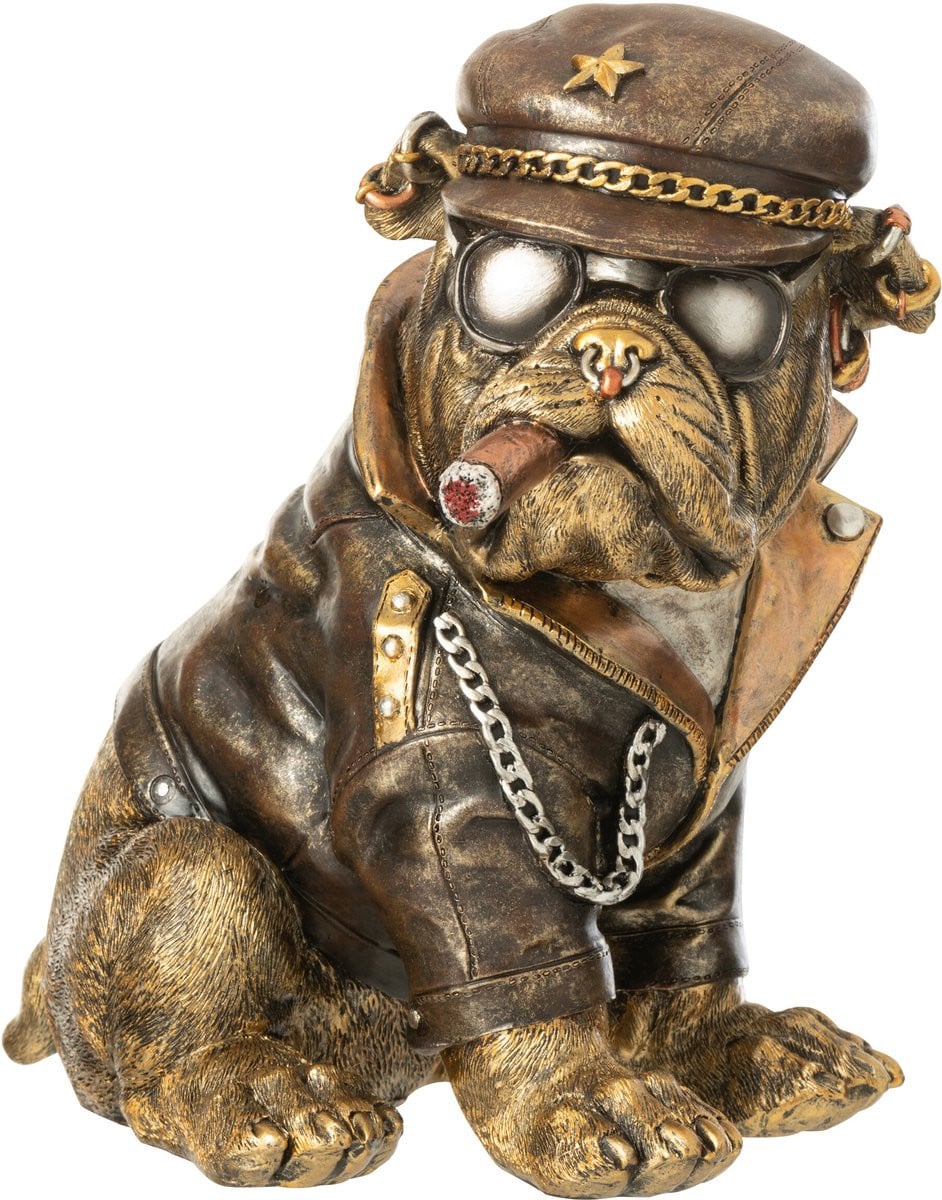 J-Line Decoratie Bulldog Sigaret A - Bruin - Polyresin